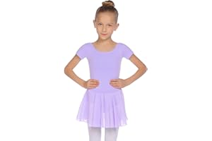 Balancora Ballettkleidung Mädchen Ballettkleid Kurzarm Baumwolle Balletttrikot Ballettanzug Tanzkleid Tanzbody mit Rock Tütü 2-11Jahre 110-160
