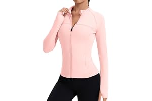 Rapbin Dam Full Zip Jackor Gym Toppar Långärmad Löpning Sport T-Shirt | Idrotts-t-tröjor yoga toppar andningsbar löparjacka smal passform atletiska toppar med dragkedja sidoficka och tumhål