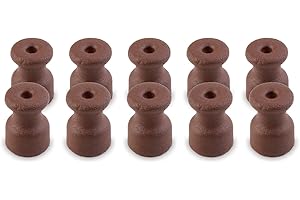 Amarcords - Fermacavo con viti e tasselli. 10 isolatori vintage in porcellana colorati per installazioni di cavi treccia a parete colore CORTEN