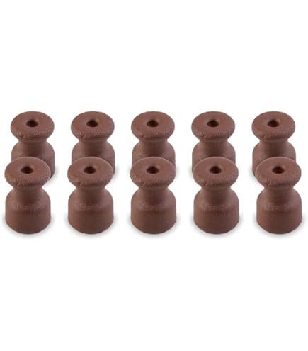Fermacavo Vintage In Porcellana Marrone - Isolatori Per Cavi Treccia, Confezione Da 5