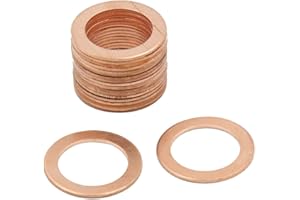 sourcing map 20 Stück Kupfer Unterlegscheiben Flach Dichtung Kupferringe Dichtringe Dichtplatte 16mm Innendurchmesser