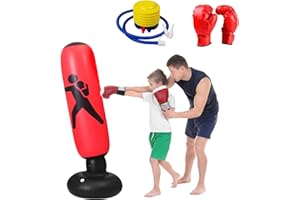 Sacco Da Boxe Da Terra, 3 Pièces Sacs De Sable De Boxe Pour Enfants De 160 Cm, Gants De Boxe, Pompes à Air, Problèmes D’exercice Et De Ventilation Et Amélioration De La Coordination Physique rouge