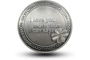 DDTing Pièce de monnaie commémorative Lucky Love - Cadeau pour la Saint-Valentin - Avec inscription « I Love You More than I can say » - En étain - En forme de cœur