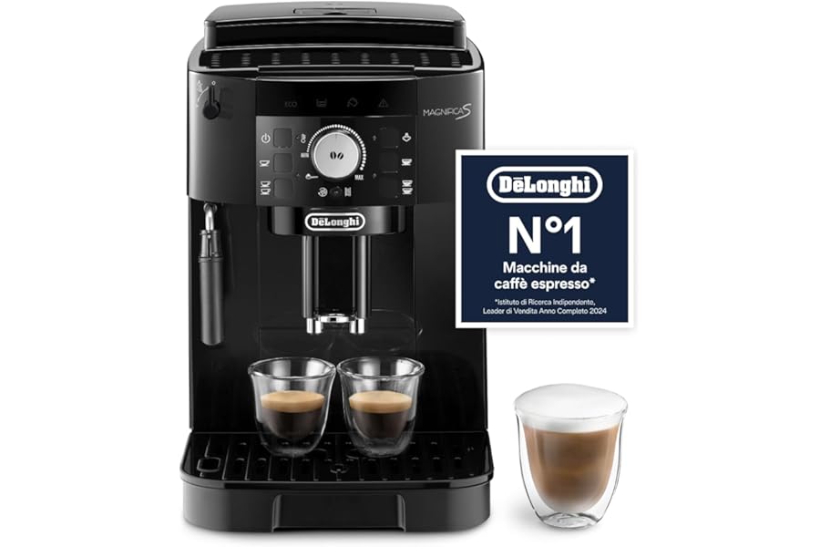 De'Longhi Perfetto Magnifica S ECAM11.112.B Automatic Coffee Machine for Espresso and Cappuccino, Coffee Beans or Powders, with Direct Selection Buttons, Automatic Shut-Off, Black