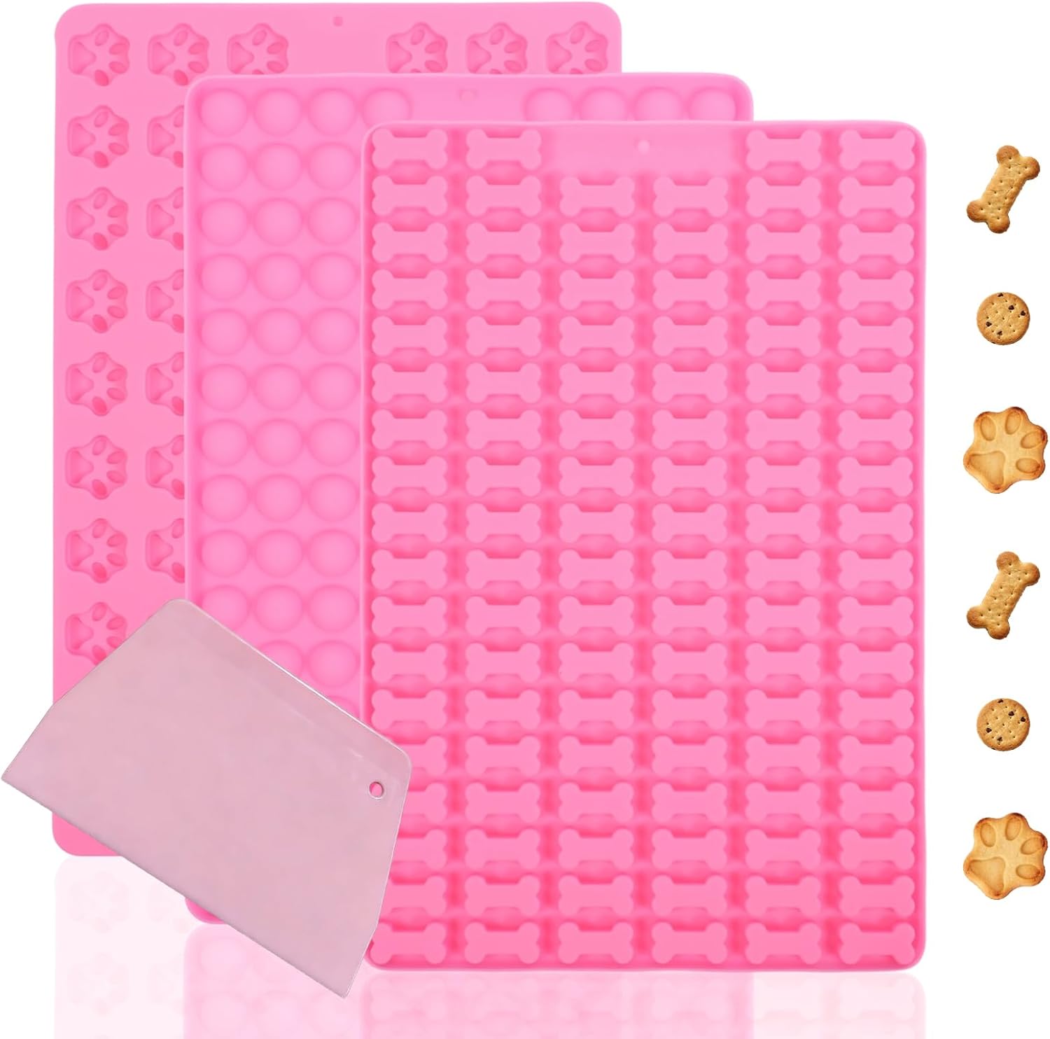Molde de Silicona Para Caramelos, Golosinas para Perros, Chocolate, Fáciles de Limpiar, 3 Piezas, Reutilizables, sin BPA, Moldes para Hornear Galletas