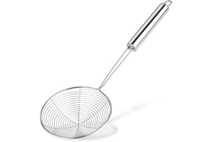 MOZEAT LENS 1 Spider Küche Stück Sieb Spider Skimmer Edelstahl Schlitzlöffel Drahtskimmer Schöpfkellensieb mit Griff Kochabschäumer Pasta Siebe für Pasta, Küche Kochen und Braten Von Speisen