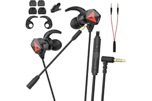 BraveKoi In Ear Kopfhörer, Gaming Headset mit Dual-Mikrofon, Headphones mit Kabel 3,5 mm, Lärmminderung, Stereo-Bassleistung, Gaming-Kopfhörer für Phone, PS4, PS5, Xbox, PC, Laptop (Schwarz)