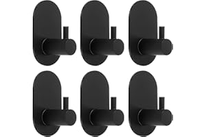 Dntorx Self Adhesive Hooks, 6 Pack Heavy Duty Adhesive Towel Wall Shower Hook for Bathrooms Door Coat Hook Hangers Stick on Hooks for Kitchen Home