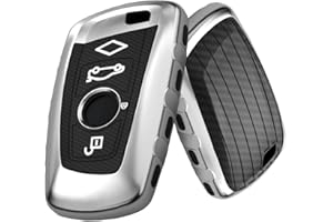 Gleamydot Funda Llave Seat Compatible para Llave BMW Serie 1 3 5 7 X1 X3 X4 X5 X6 F30 E30 Accesorios Coche (Plata)