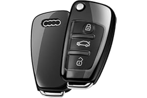 OATSBASF Car Key Cover for Aidi, Car key cover Compatible with Audi A1 A3 A4 A6 Q3 Q5 Q7 S3 R8 TT Remote Protector Case TPU Silicone (Black)