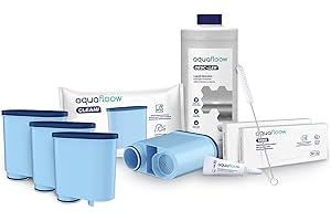Aquafloow Kit entretien machine à café Philips/Saeco – 4 filtres compatibles AquaClean CA6903, détartrant 1000 ml, 20 pastilles de nettoyage, brosse et graisse silicone, nettoyant machine à café
