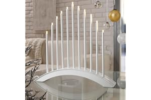 ‎MELITEC MeLiTec LED Weihnachtsbeleuchtung SL20-1 – Elegante Dekorationsleuchte in Weiß mit 11 LED-Leuchtstäben, energiesparend & warmes Licht