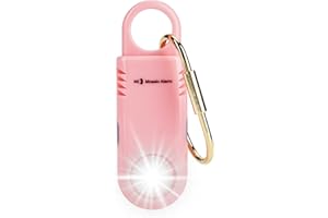 MOSAIC ALARM 135dB Rechargeable Personal Safety Alarm Built-in Ultra-Bright Torchlight. Non Slip Grip Keychain Emergency SOS Siren for Women, Students, Night Runner. Loud Sound Hiking Bear Alerts with Hook. Pink