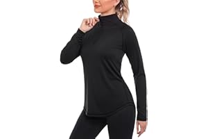 iClosam Maglia Sportiva Donna Manica Lunga Maglia Tecnica Trekking con Mezza Zip Maglietta da Corsa Traspirante Maglie Running Leggera XS-3XL