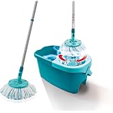 Leifheit Clean Twist Disc Mop Ergo Patented Spin Mop Set | 6 Litre Bucket with Centrifugal Drainer, Telescopic Pole 109-140 c