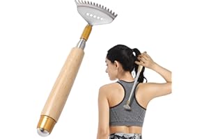 Azymi Back Scratcher, Extendable Back Scratcher for Women Men with Wood Handle/Roll Ball/Stainless Steel Claw, Manual Face Head Body Scratcher Massager Tool