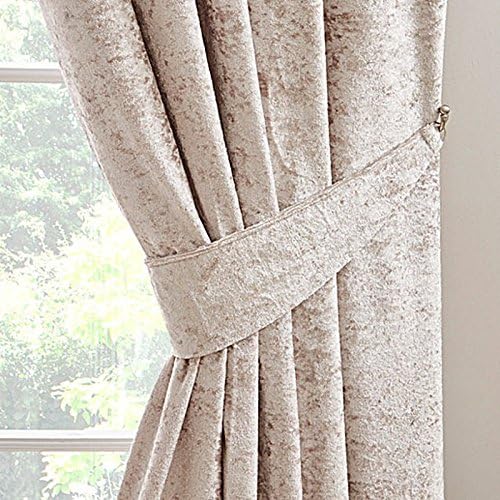Pearl / Mink Luxury Crushed Effect Velvet Pair Of Tie Backs