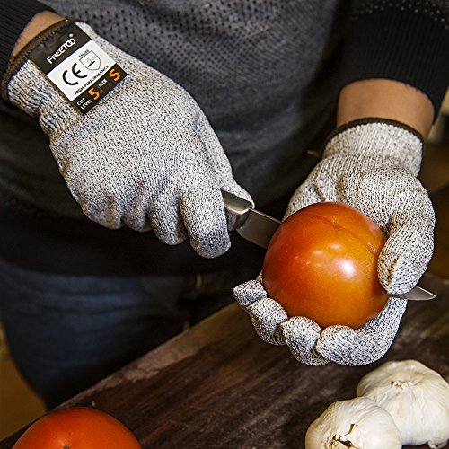 [Schnittschutzhandschuhe] FREETOO Hochleistung Schnittschutz Handschuhe Leicht 5 Handschutz Ebene, lebensmittelecht schnittfeste Handschuhe M - 5