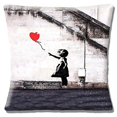 Banksy Graffiti Künstler 'Girl Ballon There is Immer Hoffnung' - 40.6cm (40cm) Kissenbezug