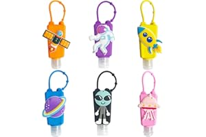 Ulife Mall 6 Pezzi Bottiglia da Viaggio Vuota Portatili per Disinfettante per le Mani, 30 ml Contenitori da Viaggio Flaconi in Plastica Ricaricabili con Portachiavi Silicone per Bambini Studenti