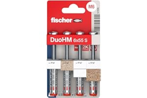 fischer DuoHM | Taco Metálico para Paneles Huecos con Tornillo TX 6x55 | Anclaje de Alta Carga para TV, Estantes, Lámparas y Armarios | Compatible con Placas de Yeso PLADUR®, Contrachapado y Más