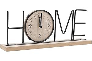 Haofy Reloj de Estante de Escritorio de Hierro y Madera, Reloj de Mesa con Letras Decorativas Modernas, Adorno para Sala de Estar, Comedor, Dormitorio y Oficina (Versión Inicio)