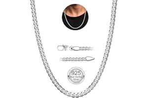 YADOCA 925 Sterling Silver Mens Chain, 3mm/5mm Thick Cuban Chain for Men Sturdy Mens Silver Gold Chains Hypoallergenic Men's Necklace Jewelry for Boy 18/20/22 Inch