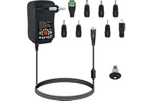 30W Universal Netzteil, aifulo 3V 4.5V 5V 6V 7.5V 9V 12V AC/DC Adapter Schaltnetzteil für Haushaltselektronik LED-Streifen Router BT-Lautsprecher CCTV-Kameras TV Box mit 5V USB 8 Abnehmbaren Steckern