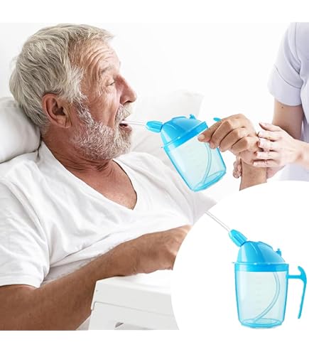 Verre Ergonomique Poignée Double 300ml Verre à Eau âgé - Design Incassable, Doubles Poignées, Couvercle Anti Verre Anti Fuite 300ml Paille Poignees Seniors Confort