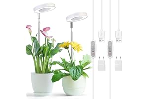 ‎CIEEX Cieex 2 Stück Pflanzenlampe Led Vollspektrum für Zimmerpflanzen, Höhenverstellbare Pflanzenlicht, 4 Helli Helligkeits Grow Light, Pflanzenleuchte mit-Auto-Timer, USB Adapter