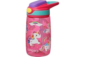 ‎OPARD Opard Trinkflasche Kinder 400ml, BPA-freiem Tritan, Mit auslaufsicherem Flip-Top-Deckel, Strohhalm für Schule und Reisen