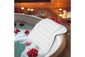 AOPOW Badewannenkissen rutschfest Badewanne Kissen mit 6 Saugnäpfen - Badekissen mit 4D Air Mesh Technologie Bath Pillow Set für Whirlpool Spa Massage Wellness Entspannung Zubehör (42 x 37 cm)