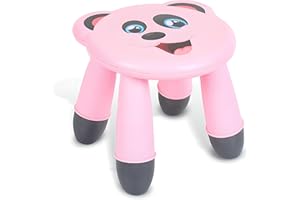 Secenart - Toddler Stool, Shower Tools To Sit On, Plastic Children's Play House Stool Indoor/Outdoor Ages 3-6 Years, Panda Kids Stool, Step Stool Kids, (PINK)