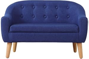 BABYLAND Kids Sofa Couch,Linen Fabric Children Sofa Chair, Comfy Upholstered Kids Chair with Wooden Legs for Baby Gift (Blue,30 Inches)