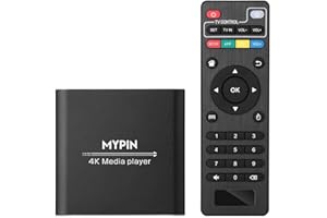 4K Media Player, MYPIN Digital MP4 Player for 14TB HDD/USB Drive/TF Card/H.265 MP4 PPT MKV AVI with Remote Control,Support HDMI/AV/Optical Out & USB Mouse/Keyboard-HDMI up to 7.1 Surround Sound(Black)