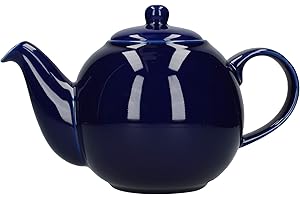 London Pottery Tetera con colador, Globe, cerámica, Azul Cobalto, 6 Cup (1.2 Litre)