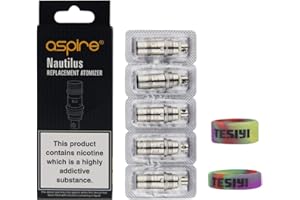 TESIYI Aspire Nautilus Replacement Atomizer BVC Coils 1.8ohm for Aspire Nautilus Mini 2 2s K3 Atomiser Zelos 2 K3 Nautilus AIO Premium Starter Kit Pack of 5