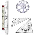 Tia Crafts Multi-use Roll-N-Draw Ruler Scale Long Plastic Drafting Scale Ruler Very Useful to Architect, Engineering Students, Office Employee (Set 2)