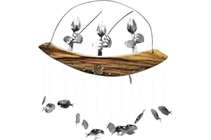 Nrkin Angler Windspiel, Besteck Mann Fischlöffel Fisch Windspiel Angeln Mann Löffel Fischskulpturen Windspiel, Kreatures Design Küstenstil Windspiel Indoor Outdoor Hanging Room Ornament