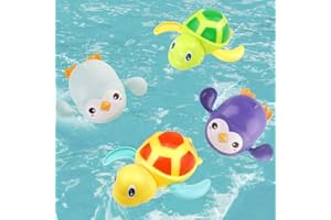 Voarge 4 sztuki zabawek do kąpieli dla niemowląt, zabawka do kąpieli, pływająca zabawka do kąpieli, zabawka do kąpieli, mechanizm zegarowy, wanna