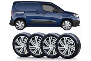 SOLIP 15 inch wheel trims, Hubcaps, Set of 4 for Citroen Berlingo Mk2 (2008-2017) Peugeot Partner MK2 (2009-2018) Alloy wheels look covers Silver/Black / 15 / colour choice (CR)