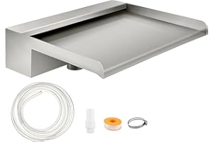 VEVOR Fuente Rectangular para Piscina Acero Inoxidable Cascadas para Piscinas 30x33x8 cm Fuente de Piscina Exterior Flujo de Agua Ancha de 30 cm Cascada de Agua al Aire Libre de Jardín Patio Estanque