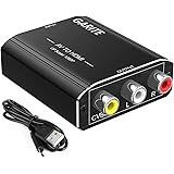 GARITE RCA to HDMI Converter, AV to HDMI Converter 1080P RCA Composite CVBS Adapter Support PAL/NTSC with USB Charge Cable fo