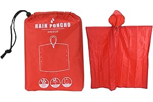MIJOMA Poncho de pluie à capuche Poncho de pluie Poncho d'urgence Imperméable Imperméable Cape de Pluie Unisexe pour Concert Camping Randonnée Pêche