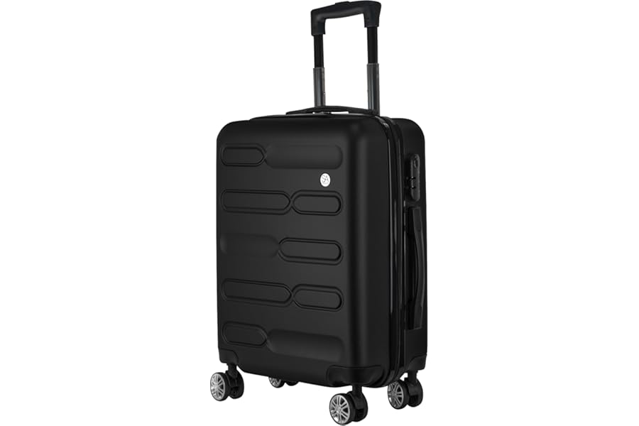 SA Products Cabin Suitcase | 34L Carry On Suitcase, Cabin Bag 55x40x20 with Combination Lock | Hard Shell Suitcase with 4 Wheels Cabin Luggage, Cabin Bags 55 x 40 x 20 Approved (Black)
