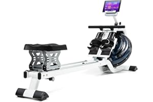 CAPITAL SPORTS Flow - Máquina de Remo de Agua, Máquina de Remo Profesional, 80 cm de Largo, Ordenador con Pantalla LCD, Soporte para tabletas, Aluminio y Acero