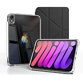 Fogy Apple iPad Mini 6/iPad Mini 7 (A17) İle Uyumlu Kılıf Magnetik Kalem Şarj B&ouml;lmeli Uyku Modlu Şeffaf Pu Kapak, Siyah