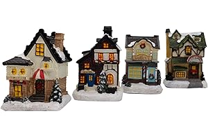 hausleben Weihnachtsstadt Weihnachtsdorf mit Beleuchtung 4 TLG.