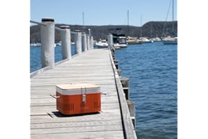 everdure by heston blumenthal Charcoal Grill Cube I Mobile Outdoor Grill in Orange I Portable Gourmet Grill with Porcelain Enamelled Grill Tray I Camping Grill with Storage Space and Chopping Board