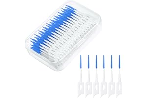 ‎URAQT URAQT Interdental Brushes, Pack of 220 Silicone Interdental Brushes, Portable Toothbrushes Dual-Use Dental Floss Stick Interdental Brush, Dental Brushes for Teeth Cleaning Interdental Tool (Blue)